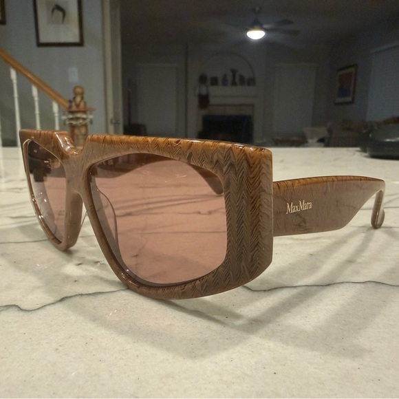 Max Mara MM0125 GLIMPSE6 Textured Havana Brown Oversized Sunglasses 58mm NWOT main image 6